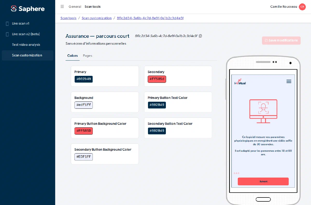 The Colors tab of the customisation workshop, with a live widget preview